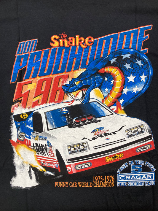 48 HOUR SALE - DON “THE SNAKE” PRUDHOMME 1975–1976 MONZA FUNNY CAR T-SHIRT – LIMITED SUPPLY