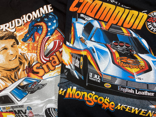 48 HOUR SALE - 78 INDY - MONGOOSE vs. SNAKE Shirt Bundle at $30 | 1978 U.S. Nationals Funny Car Legends