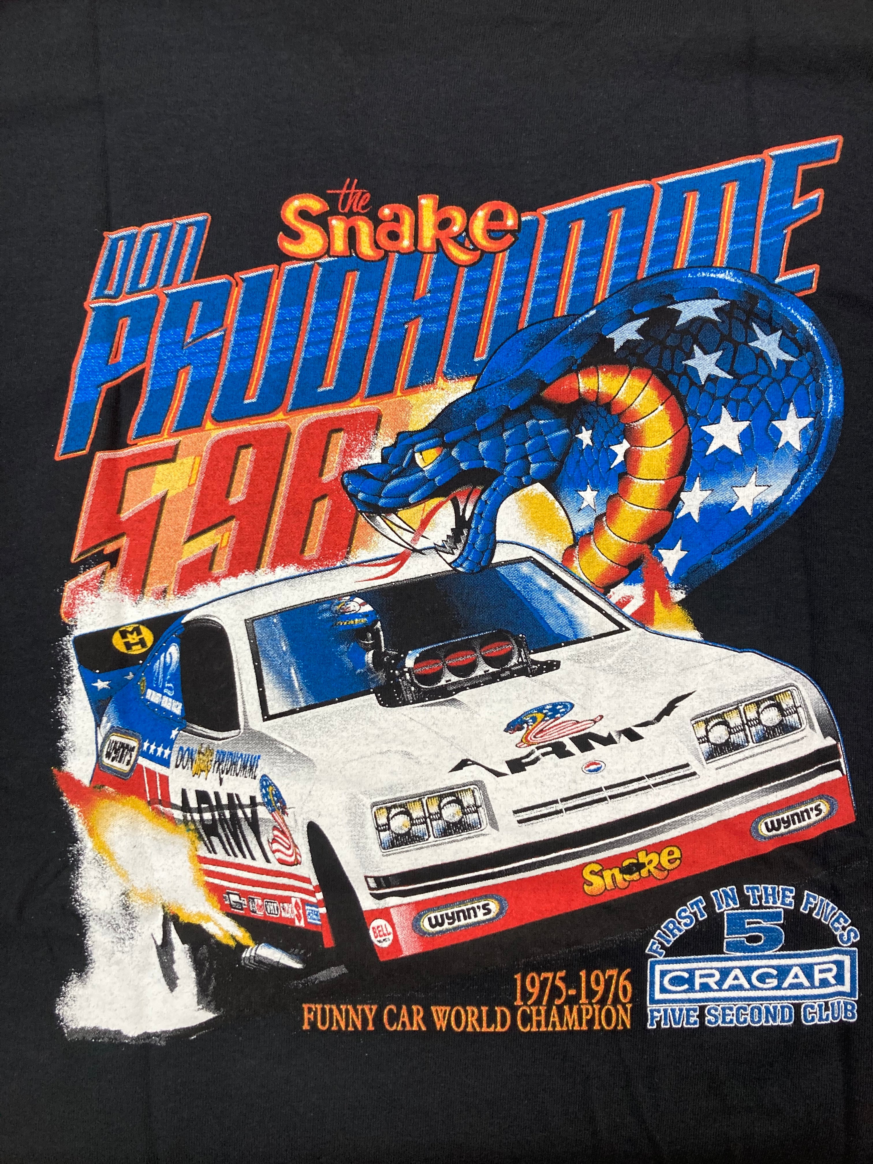 DON “THE SNAKE” PRUDHOMME 1975–1976 MONZA FUNNY CAR T-SHIRT